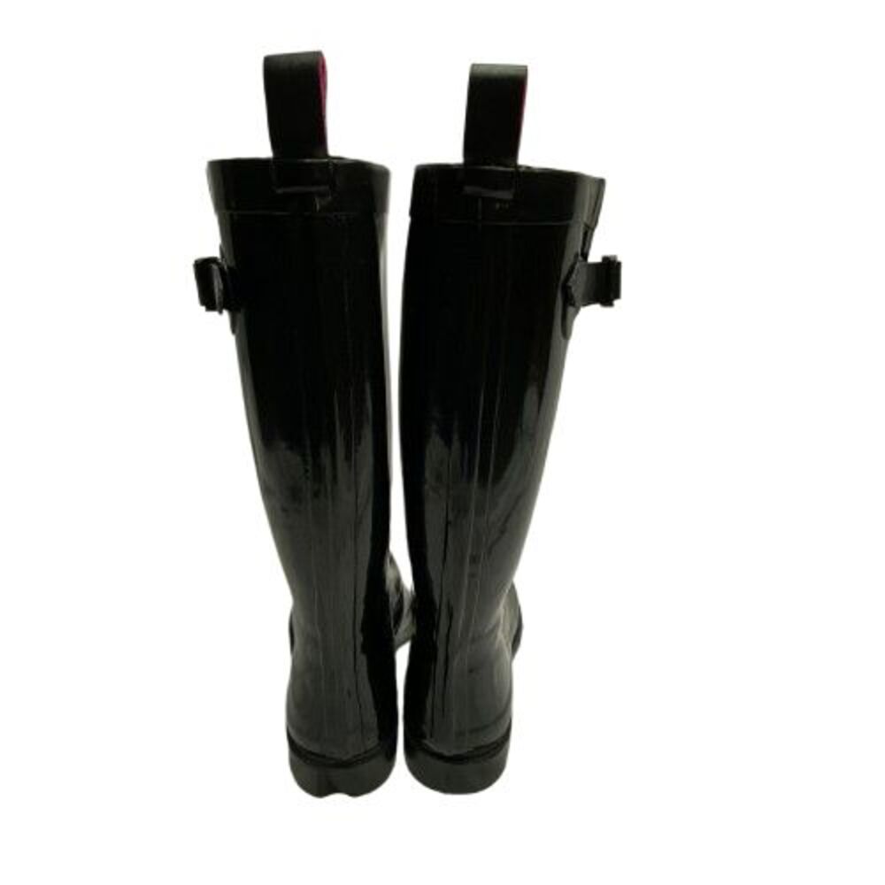 Capelli‎ NY Womens Tall Rain Boots 7 Black Rubber Shiny Outdoor Fisherman Preppy - Picture 7 of 12